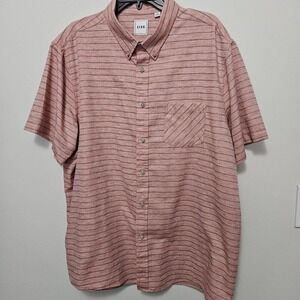 Rowm Short sleeve Buttoned down Mens Shirt XLarge Red Heathered w Blue Stripe LN
